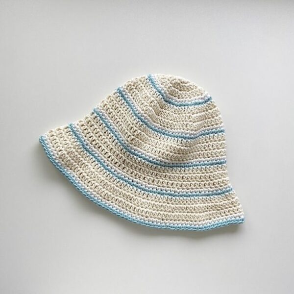 Bucket Hat De Crochet Azul Sky
