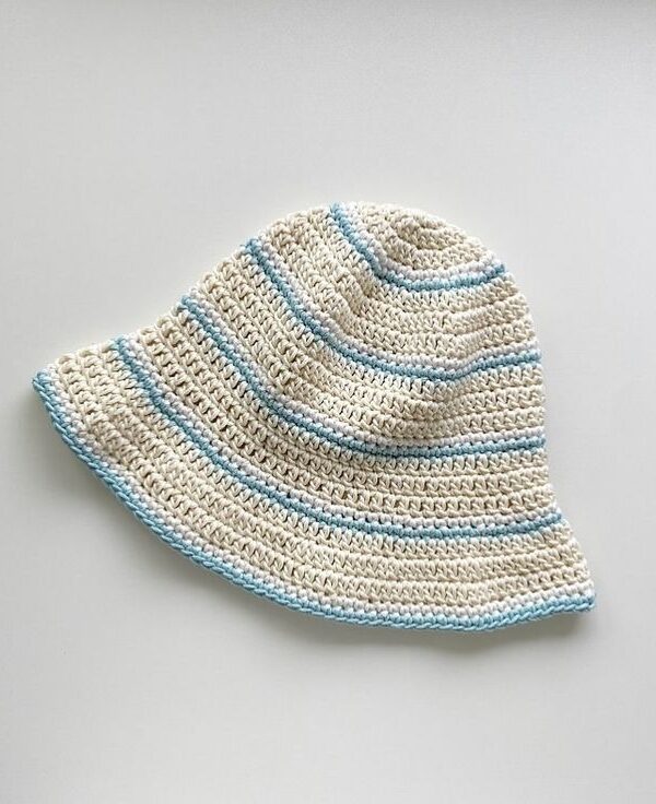 Bucket Hat De Crochet Azul Sky